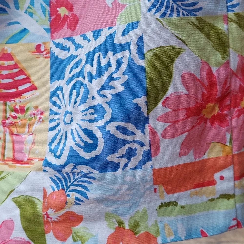 Talbots Tropical Hawaiian Palm Tree Patchwork Straight mini Skirt Sz 8